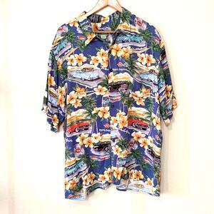 Reyn Spooner Chevrolet print Hawaiian button up short sleeve shirt